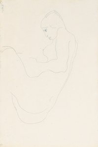 Sittande naken, 1912 av Egon Schiele