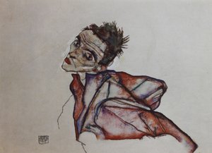 Självporträtt med bakåthållna armar, 1915. av Egon Schiele