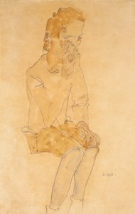 Sittande pojke, 1910 av Egon Schiele