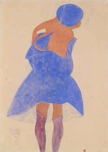 Stående flicka, bakifrån, 1908. av Egon Schiele