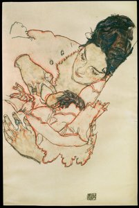 Stillende Mutter - Vårdande mor ... (akvarell och svartkrita) av Egon Schiele