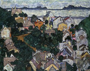 Sommarlandskap; Sommerlandschaft, 1917 av Egon Schiele