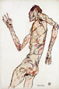 Dansaren - Schiele, Egon (1890-1918) - 1913 - Svart krita, Gouache på papper - 48,3x32,3 - Leopold Museum, Wien av Egon Schiele