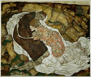 Tod und Maedchen (olja på duk) av Egon Schiele
