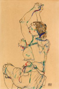 Kvinna med höjda armar, 1914. av Egon Schiele