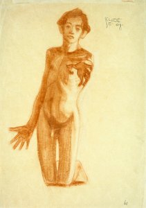 Ung man på knä, 1908 av Egon Schiele