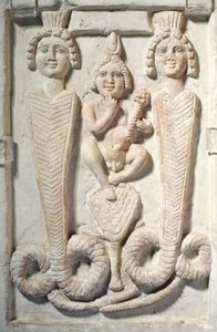 Harpokrates på Lotus, koptisk (kalksten) av Egyptian