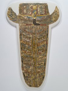 Målat mumieöverdrag (förkläde), 305-30 f.Kr. (linne, gesso, färg och förgyllning) av Egyptian