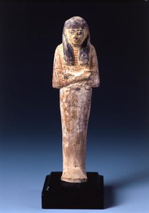 Shabti-figur (målad sten) av Egyptian