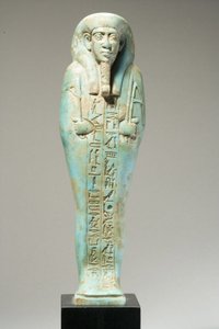 Ushabti-figur för Hor-Khebi, sen dynastisk period, sent 25:e-tidigt 26:e dynastin, c.700-600 f.Kr. (fajans) (se 270353 för baksidan)