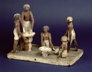 Modell av fem män som brygger, från Beni Hasan, Middle Kingdom, c.2035-1668 f.Kr. (målat trä)