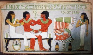 Debu Sobek och hans familj, Väggmålning från Abydos, Egypten. Egyptisk civilisation, Mellanriket, Dynasti XII