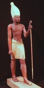 Staty av Sesostris I (styrd 1971-28 f.Kr.) med en vit krona (målat cederträ)