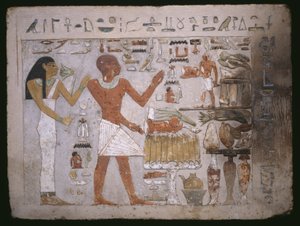 Väggfragment från graven av Amenemhet och hans fru Hemet, Mellersta kungariket av Egyptian 12th Dynasty