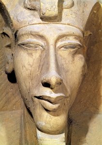 Byst av Amenophis IV (Akhenaten) (c.1364-1347 f.Kr.) från Temple of Amun, Karnak, c.1353-1337 f.Kr. (sandsten) (detalj)