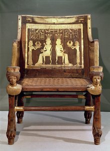 Stol som tillhör prinsessan Satamun, dotter till Amenophis III, New Kingdom, ca 1391-1353 f.Kr. (trä & förgylld brons) av Egyptian 18th Dynasty