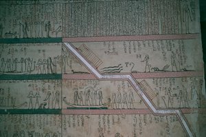 Egypten, Luxor, Konungarnas dal, Thutmosis III:s grav, fresker i gravkammare av Egyptian 18th Dynasty