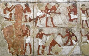 Egyptisk antikvitet: målning som dekorerar Rekhmires grav (TT100), visir från den 18:e dynastin av Egyptian 18th Dynasty
