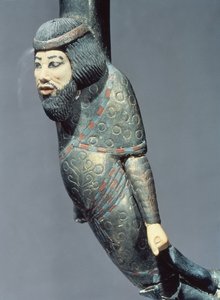 Figur av en syrier från slutet av en ceremoniell käpp, från Tutankhamons grav (ca 1370-52 f.Kr.) Nya kungariket (trä och elfenben) (se även 149407)