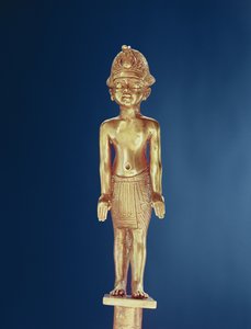 Figur av kungen, från Tutankhamons grav (ca 1370-1352 f.Kr.) Nya kungariket (guld)