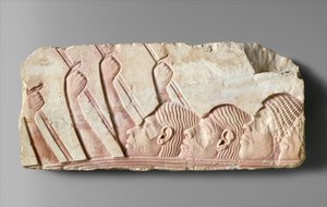 Utlänningar i procession, ca 1345 f.Kr. (målad kalksten) av Egyptian 18th Dynasty