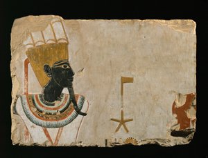 Gud med svart ansikte, Amun-Min (kalksten) av Egyptian 18th Dynasty