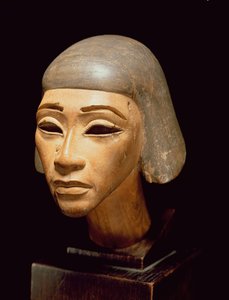 Huvud av en harpist, från Tell El-Amarna, ca 1370-1360 f.Kr. (trä)