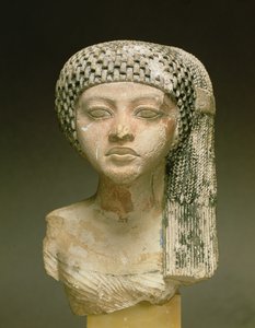 Huvud av en prinsessa från Akhenatens familj, Nya riket (målad kalksten) (se även 116813, 370210, 370211)
