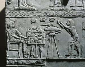 Horemheb äter begravningsmåltid, relief från Horemhebs grav i Saqqara av Egyptian 18th Dynasty