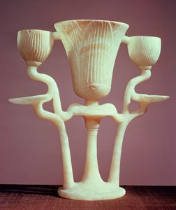 Lampa i form av tre lotusblommor, från Tutankhamons grav (ca 1370-52 f.Kr.) New Kingdom (alabaster)