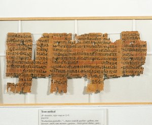 Medicinskt recept skrivet på papyrus av Egyptian 18th Dynasty