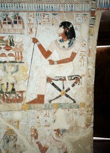 Menna övervakar sina arbetare på fälten, detalj från fresker i vestibulen av Mennas grav, Sheikh Abd el Qurnah Necropolis, Luxor, Thebe (Unescos världsarvslista av Egyptian 18th Dynasty