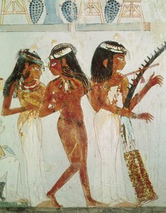 Musiker och en dansare, från Nakhts grav, New Kingdom (väggmålning)