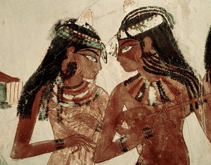 Musiker vid en bankett (väggmålning) av Egyptian 18th Dynasty