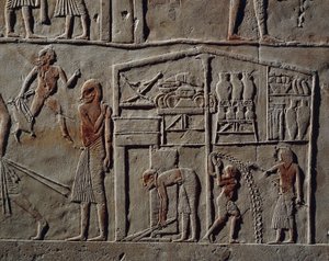 Paviljong för högt uppsatt officer eller överbefälhavare, Relief, Horemhebs grav, Saqqara, Egyptisk civilisation, Nya riket, XVIII:e dynastin av Egyptian 18th Dynasty