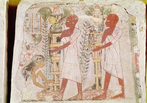 Förberedelse av två mumier för reningsceremonin, från Merymaats grav, New Kingdom (väggmålning)