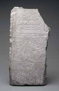 Relief of Mourners and Funeral Meats, New Kingdom, c.1340 BC (kalksten) av Egyptian 18th Dynasty