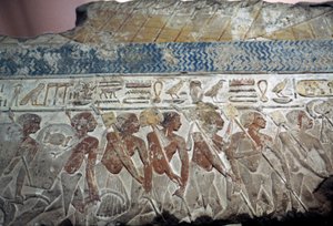 Relief av militärparad av Egyptian 18th Dynasty