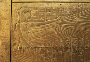 Relief på bakre yttre panel i andra begravningskapellet, Tutankhamuns skattkammare, Egypten, Egyptisk civilisation, Nya riket, XVIII:e dynastin av Egyptian 18th Dynasty