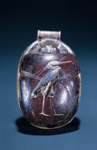 Scarab with Heron, från Tomb of Tutankhamun, New Kingdom (guld och karneol)