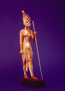 Statyett av kungen, från Tutankhamons grav (ca 1370-1352 f.Kr.) Nya kungariket (förgyllt trä)