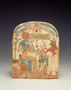 Stelae föreställer den avlidne före Horus, från Luxor, New Kingdom (målat trä)
