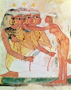 Kvinnotaletten, från Nakhts grav, Nya kungariket, c.1400 f.Kr. (väggmålning) av Egyptian 18th Dynasty