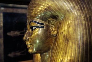 Tjuyas sarkofag, från Yuya Tjuyas grav, Konungarnas dal, Egypten, Egyptisk civilisation, Nya riket, XVIII:e dynastin, Detalj av Egyptian 18th Dynasty