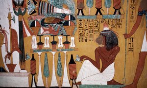 Väggmålning, Sennedjems grav, Konungarnas dal, Luxor, Thebe (UNESCO:s världsarvslista) av Egyptian 18th Dynasty