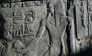 Basrelief, Luxortemplet, Luxor, Thebe (UNESCO:s världsarvslista) av Egyptian 19th Dynasty