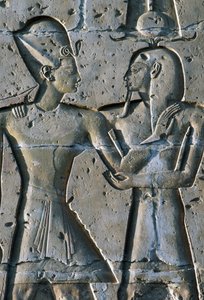 Basrelief föreställande farao, Seti I:s tempel, eller Abydos stora tempel, Abydos, Egypten, Egyptisk civilisation, Nya riket, XIX:e dynastin av Egyptian 19th Dynasty