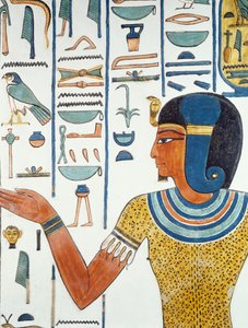 Kolumn med Hornedjitef, detalj av freskerna i Nefertaris gravkammare, Valley of the Queens, Luxor, Thebe (Unescos världsarvslista av Egyptian 19th Dynasty