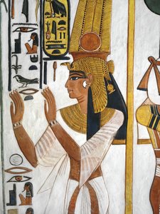Egypten, Thebe, Luxor, Drottningarnas dal, Nefertaris grav, Annex till förkammaren, Väggmålningar, Drottning