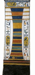 Egypten, Thebe, Luxor, Drottningarnas dal, Nefertaris grav, Djed-pelare som representerar Osiris ryggrad som bär uppståndelsens benmärg inom, från 19:e dynastin av Egyptian 19th Dynasty